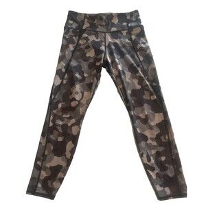 Athleta Lightning Camo 7/8 Tight Athletic Leggings Gray Pockets Size Medium